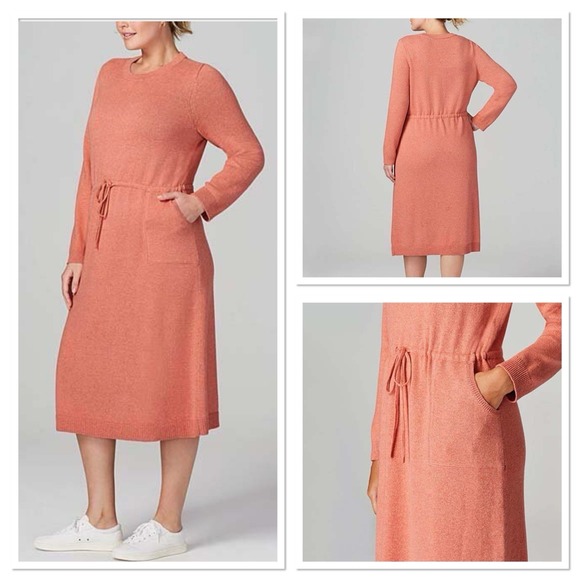 J. Jill Dresses & Skirts - J. Jill Size Med‎ Soft Orange Heather Pure Jill Drawstring-Waist Sweater Dress